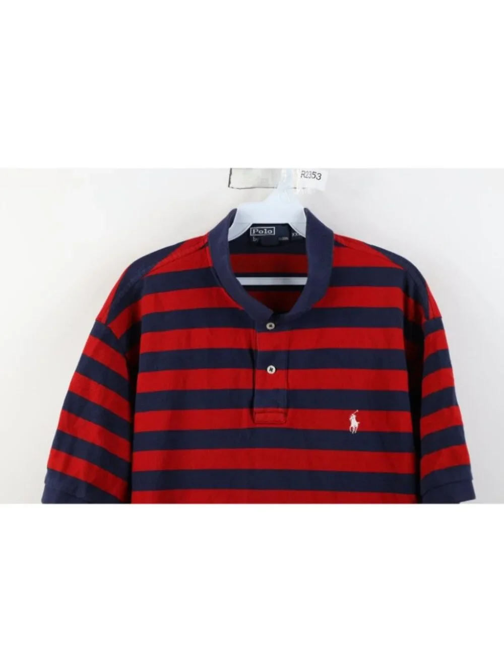Vintage 90s Ralph Lauren Mens 2XL Distressed Striped Color Block Golf Polo Shirt